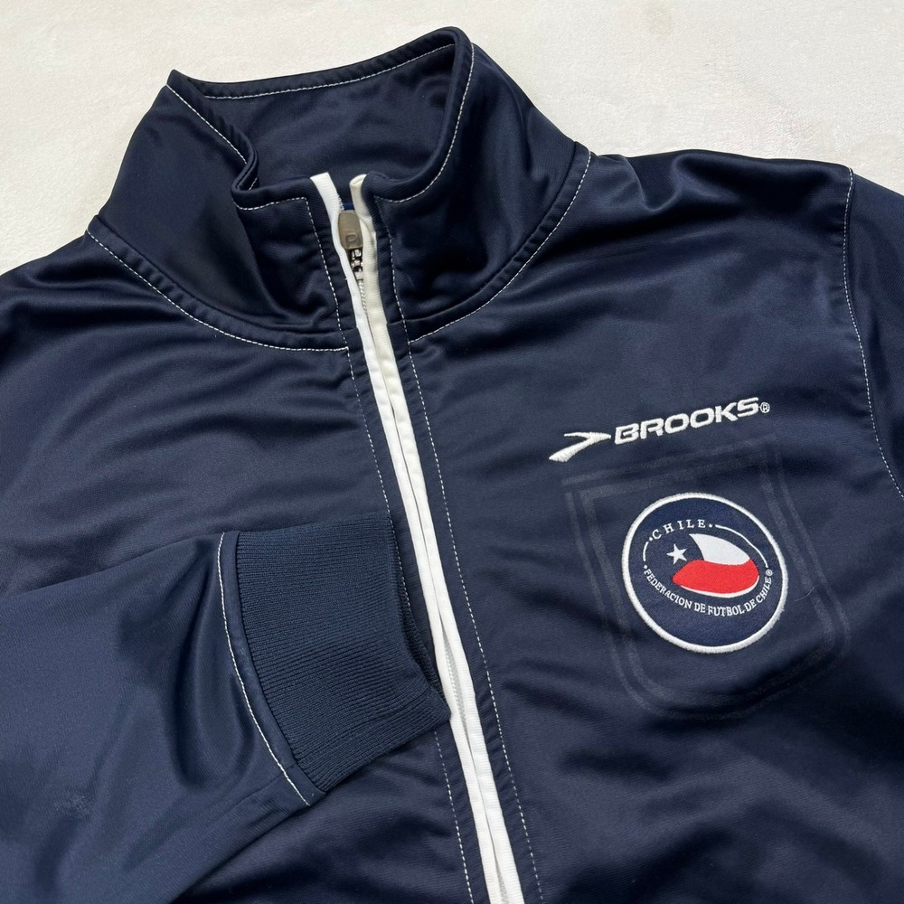 Brooks Chile National Team Soccer Track Jacket Navy Blue Mens Medium Full Zip